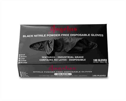 ANGELUS BLACK NITRILE GLOVES MEDIUM BOX OF 100