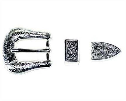 BUCKLE 3 PC BELT SET DULL NICKEL FINISH 20MM