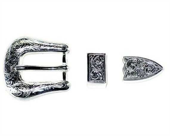 BUCKLE 3 PC BELT SET DULL NICKEL FINISH 20MM