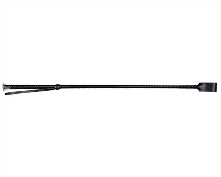 CROP BLACK PLAITED LEATHER WITH SILVER HANDLE TIP