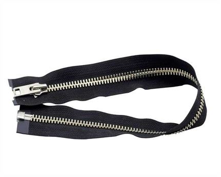 ZIP OPEN END #10 NICKEL - BLACK TAPE 43 CM